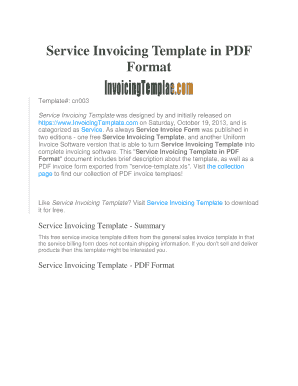 Fillable Online Service Invoicing Template in PDF Fax Email Print Fillable Online Service Invoicing Template in PDF Fax Email Print