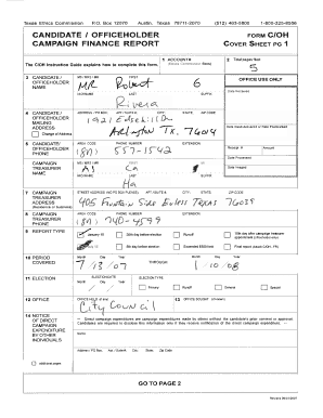 Texas Ethics Commission Campaign Finance Report