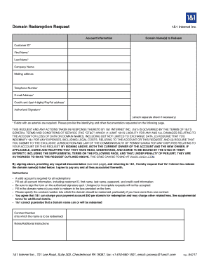 Domain Redemption Request Form