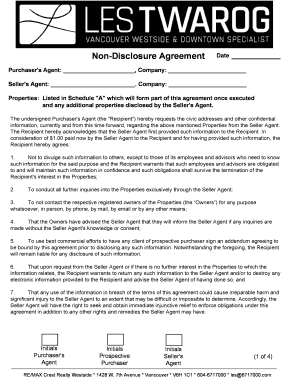 Non-Disclosure Agreement for Real Estate