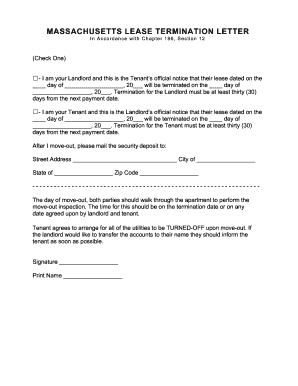 Massachusetts Lease Termination Letter