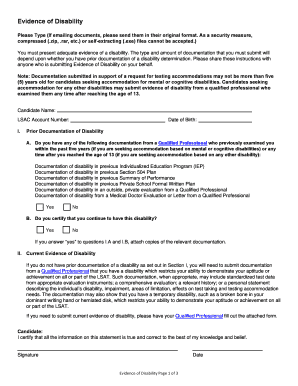Evidence of Disability Form
