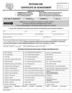 Petition for Certificate of Achievement