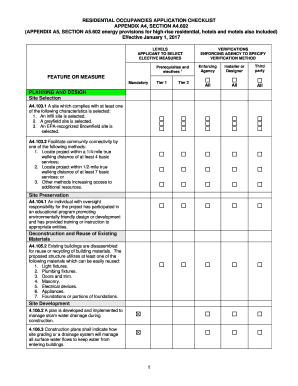 Residential Occupancies Application Checklist