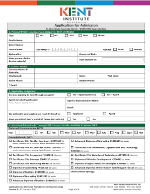 Application for Admission