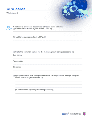 CPU Cores Worksheet
