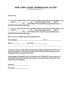 New York Lease Termination Letter