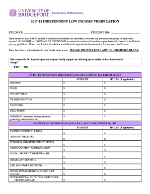 2017-18 Independent Low Income Verification Form