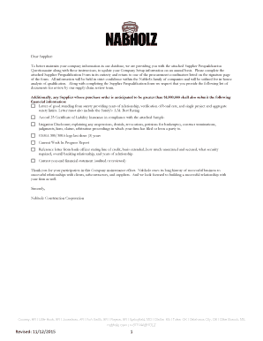 Supplier Prequalification Questionnaire