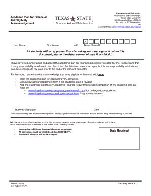 Financial Aid Academic Plan Acknowledgement