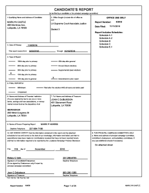 Louisiana Campaign Finance Disclosure Form 102