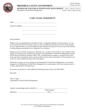 Frederick County Recycling Cart Lease Agreement