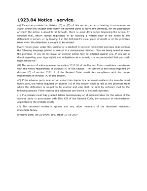 Fillable Online Free Ohio Eviction Notice Forms Process and Laws - PDF ...