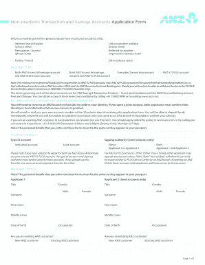 ANZ Non-Resident Account Application Form