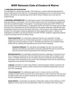 MIST Nationals Code of Conduct & Waiver