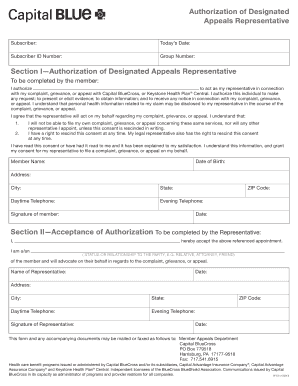 Authorization of Designated Appeals Representative