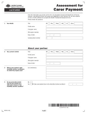 Carer Payment Assessment Form
