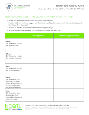 Work Sample Assessment Form