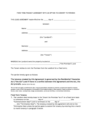 Fixed Term Tenancy Agreement with Option to Convert to Periodic