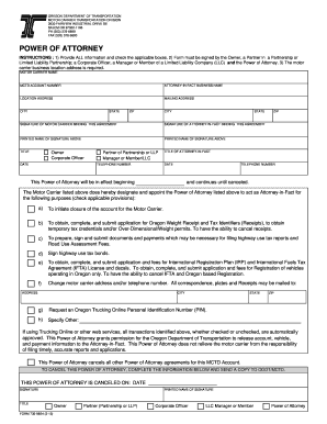 Oregon Motor Carrier Power of Attorney