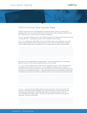 Course Topic Differentiation Worksheet