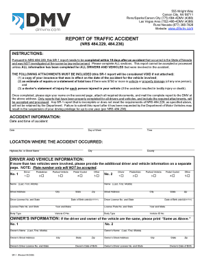 Nevada Traffic Accident Report SR-1