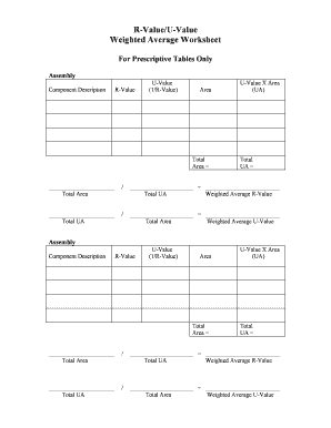 R-Value/U-Value Weighted Average Worksheet