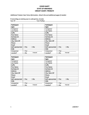 Arkansas Probate Case Party Information Form