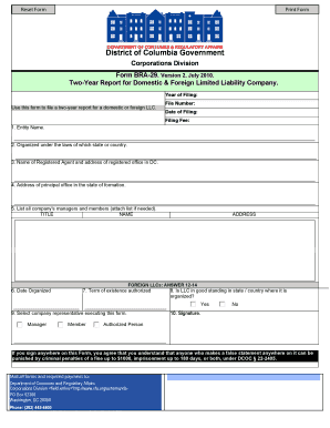 District of Columbia LLC Two-Year Report