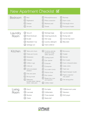 Fillable Online New apartment checklist. A list of everything you ll ...
