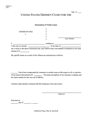 Declaration of Victim Losses