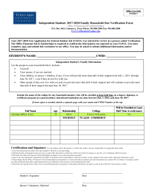 2017-2018 Family Household Size Verification Form