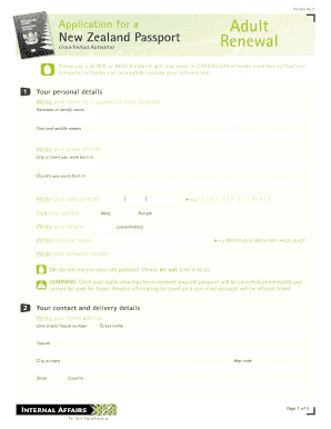 New Zealand Passport Application Form