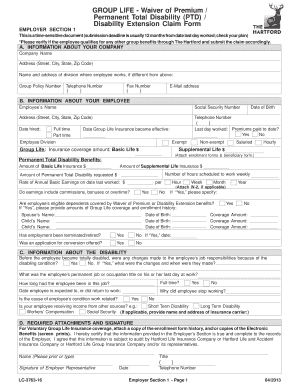 Group Life Waiver of Premium Claim Form