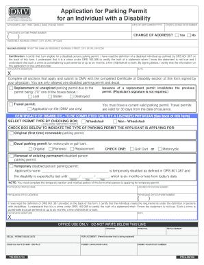 Oregon Disabled Person Parking Permit Application