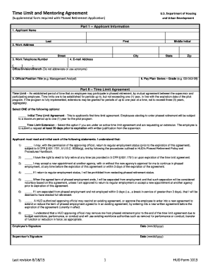 HUD Form 1013 Time Limit and Mentoring Agreement