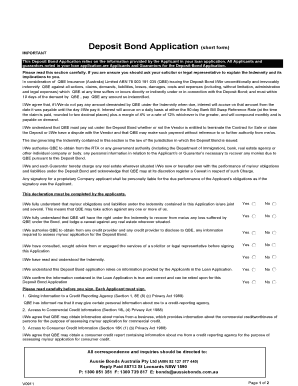 Deposit Bond Application