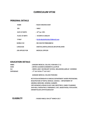 Medical Officer Resume