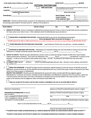 Texas Eviction Petition Form