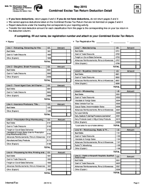 Washington State Combined Excise Tax Return Deduction Detail