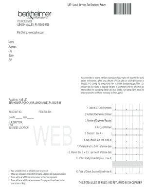 Pennsylvania Local Services Tax Employer Return