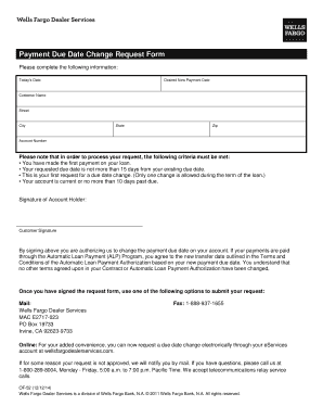 Payment Due Date Change Request Form