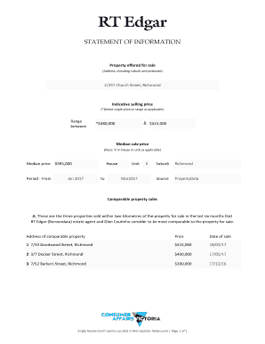 Statement of Information for Property Sale