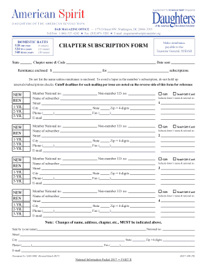 DAR Magazine Subscription Form