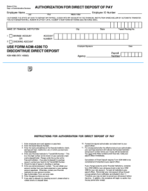 Ohio Direct Deposit Authorization Form