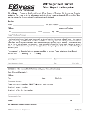 Direct Deposit Authorization Form