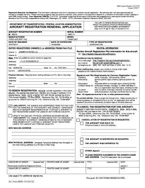 Aircraft Registration Renewal Application