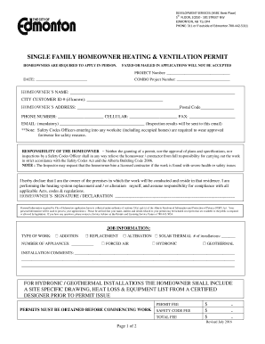 Single Family Homeowner Heating & Ventilation Permit