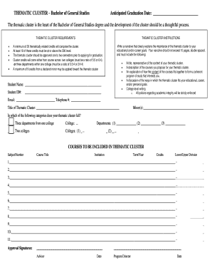 Bachelor of General Studies Thematic Cluster Form