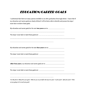 Education and Career Goals Form